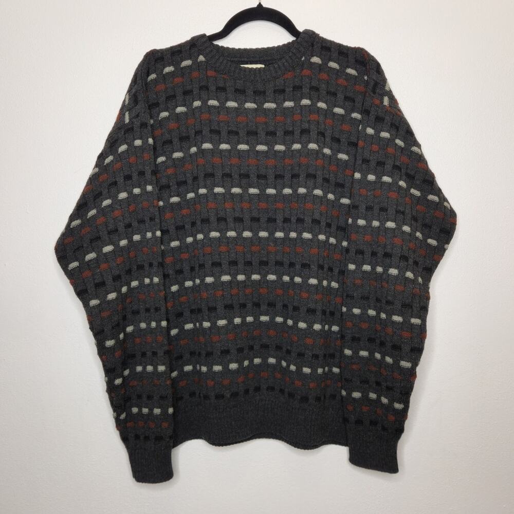 Vintage Crossings Grandpa Sweater Crewneck Pullover 90s 3D Abstract Art Skate